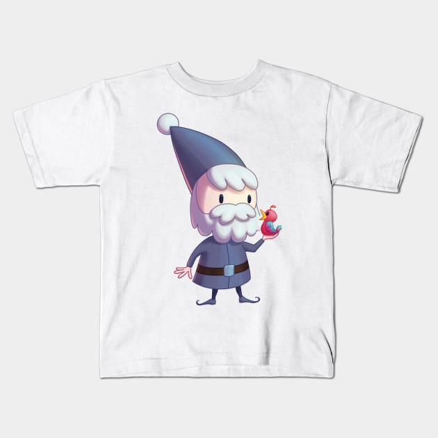 Gnome and Bird Kids T-Shirt by Kudden